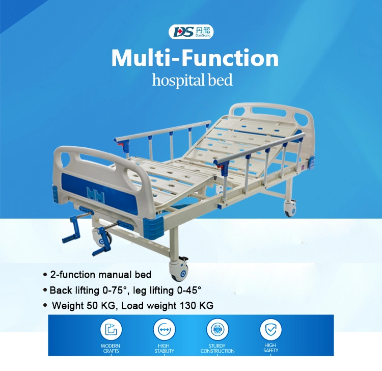 Manufacture Cheap Price Two-Cranks Manual Home Care Nursing Hospital Bed